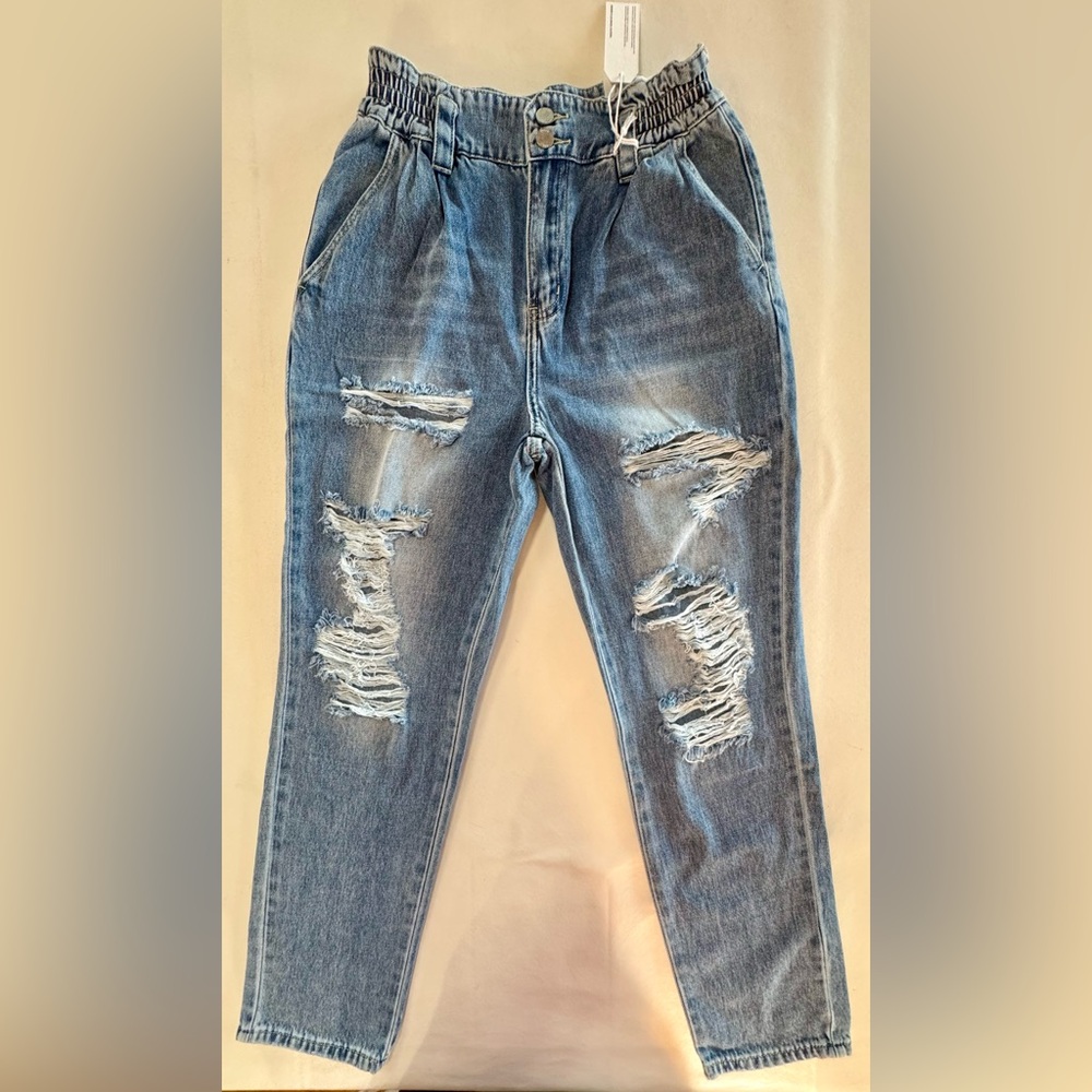 NWT PETRA153 High-Rise Paper-Bag Retro Jeans 100% Cotton (9/28) - Picture 4 of 16